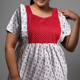 Pure Soft Cotton Vertical Frill Type Feeding Nighty, Free Size, Short Sleeve Sleepwear in Premium Softest Cotton Fabric (Bra Size 34"-40" | 54″-56″ length)